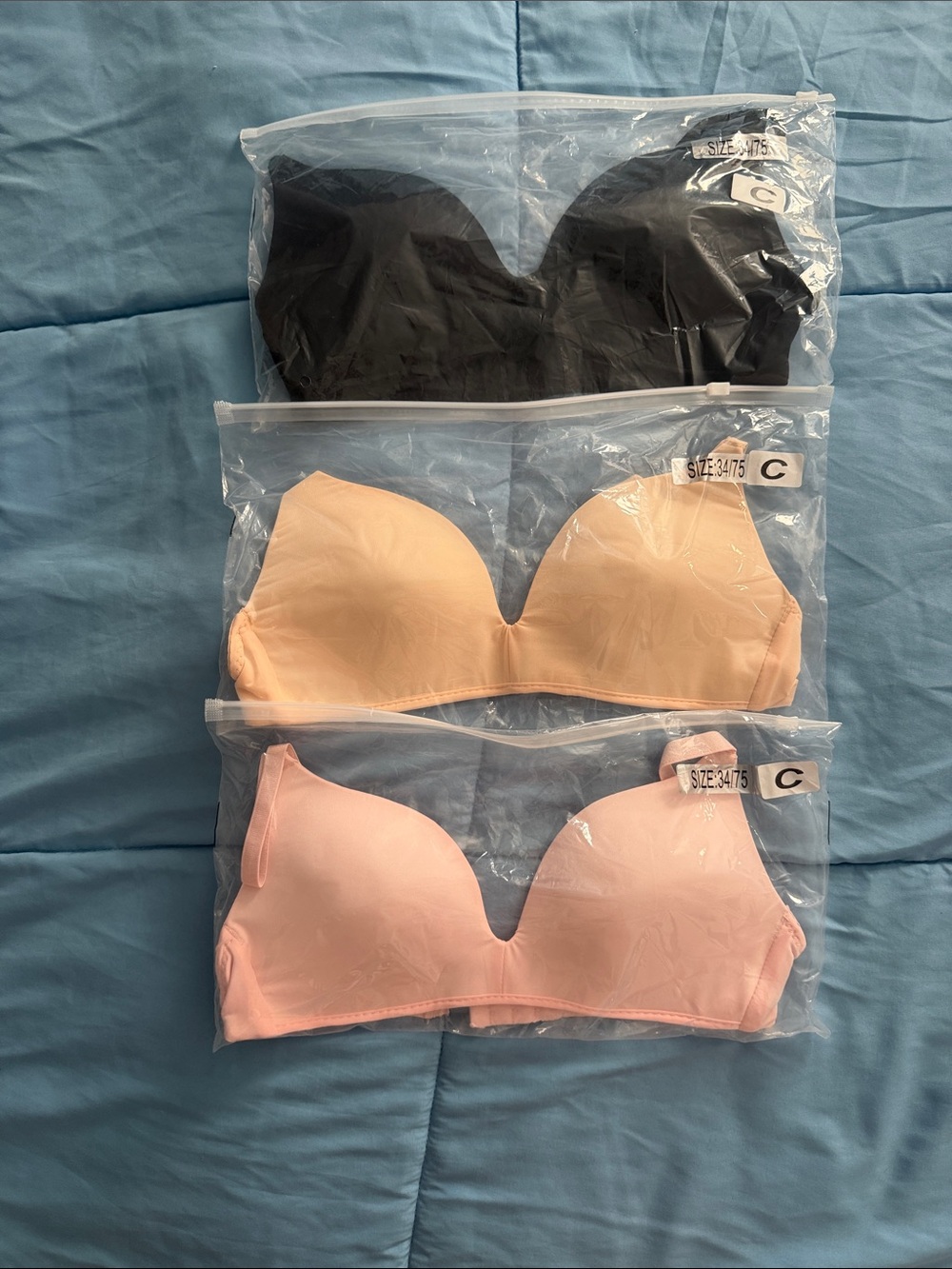 Everyday Strap Push-Up Bra - Black, Nude, Light Pink